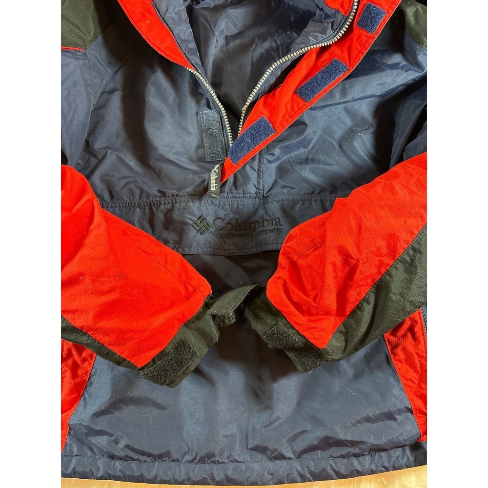 Columbia Mens Anorak Jacket Navy Blue Red Colorblock Hooded Pullover Large - Picture 7 of 10